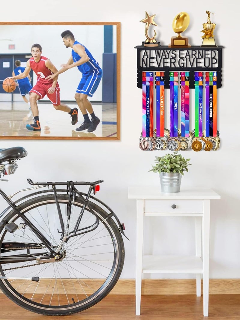 Big Gun Metal Trophy&Medal Display Shelf - Easy to Install Medal Hanger with Trophy Shelf, Holder for Running Race Wrestling Medals - Image 4